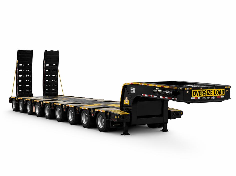 Multi-axle lowboy trailer for heavy machinery